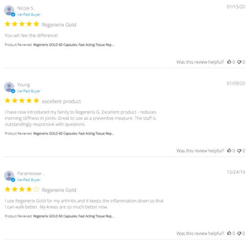 Regenerix Gold Testimonials: September–December 2020 Reviews