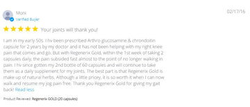 Regenerix Gold Testimonial (February 2016): “Your Joints Will Thank You!”