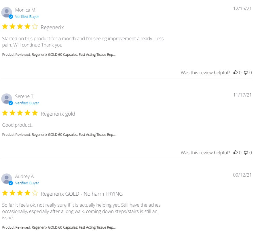Regenerix Gold Testimonials: September–December 2021 Reviews