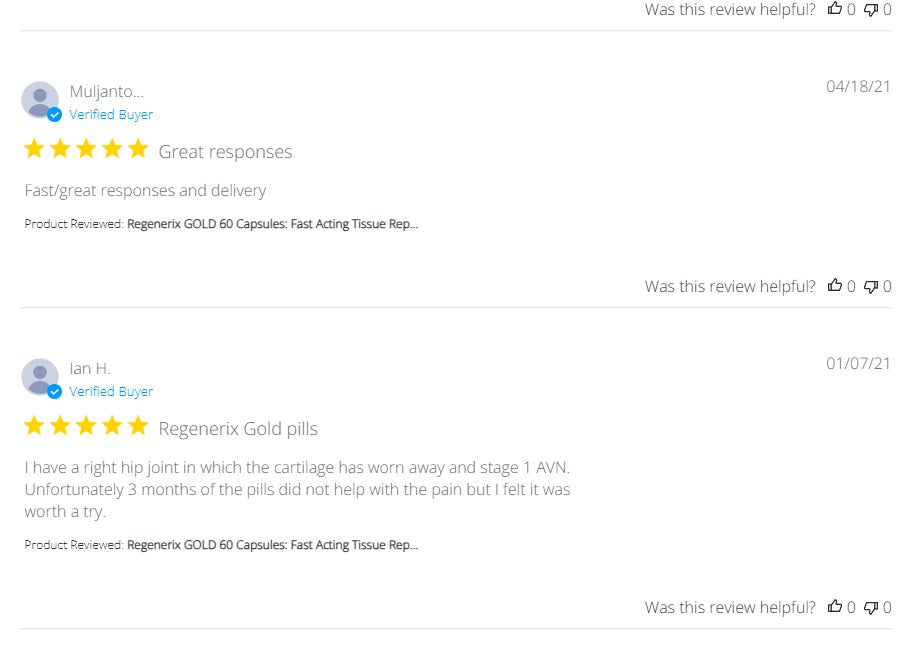 Regenerix Gold Testimonials: January–April 2021 Reviews