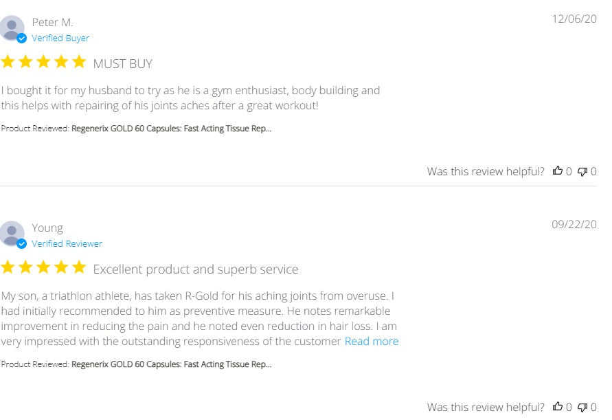 Regenerix Gold Testimonials: September–December 2020 Reviews