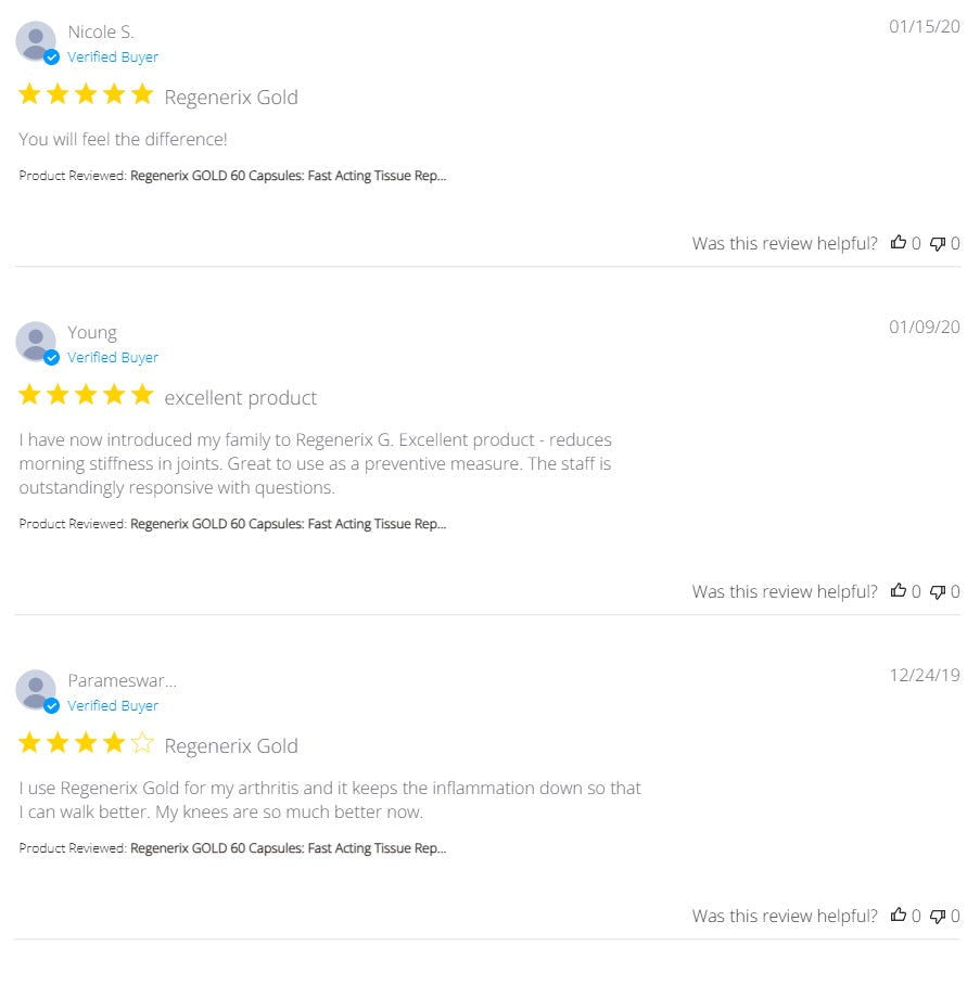 Regenerix Gold Testimonials: September–December 2020 Reviews