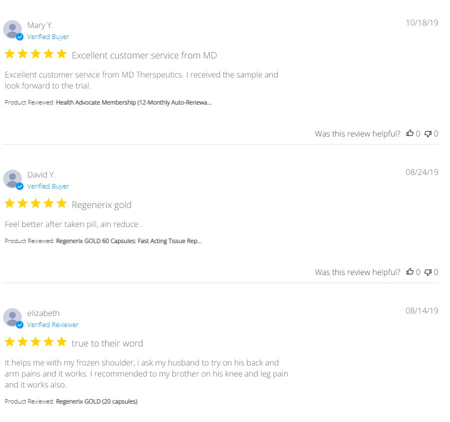Regenerix Gold Testimonials: August–October 2019 Reviews