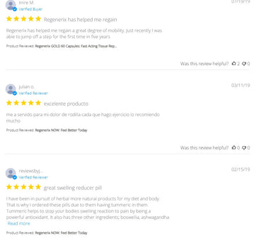Regenerix Testimonials: February – July 2019 Reviews