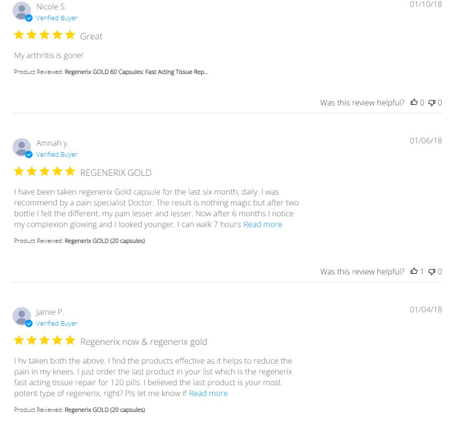 Regenerix Testimonials: Customer Stories from January 2018