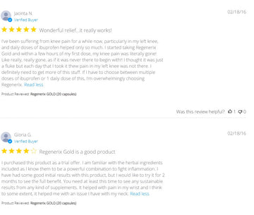 Regenerix Gold Testimonial (February 2016): “Wonderful Relief… It Really Works!”